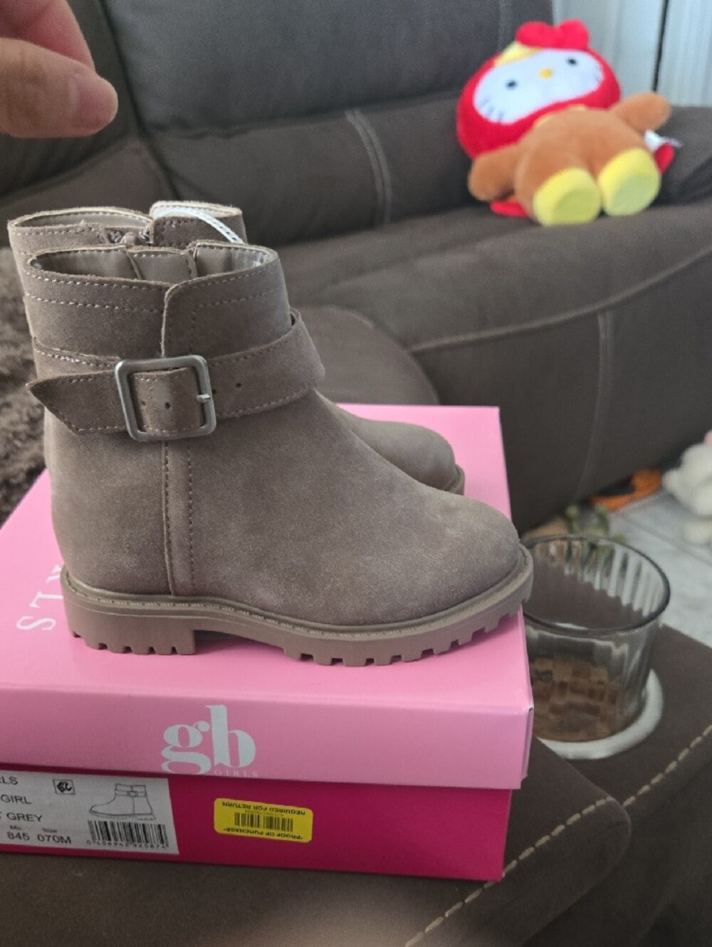 GB Girls Flint Grey Suede Lug Ankle Boots - Picture 6 of 8